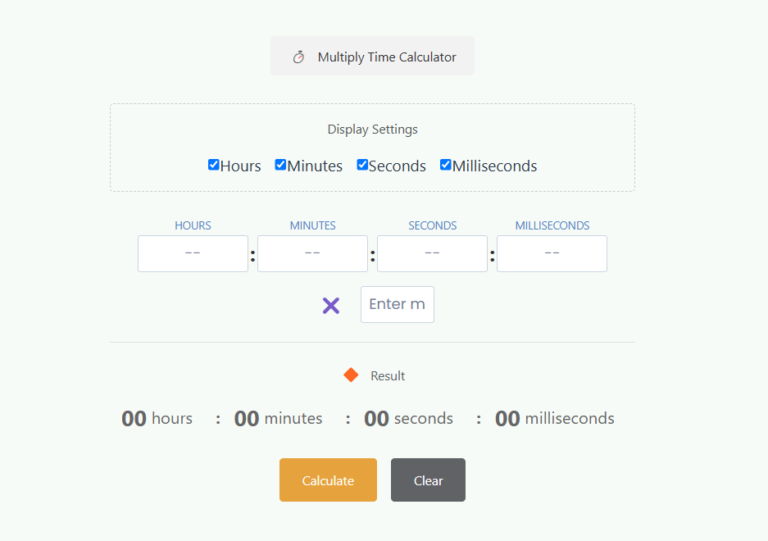 Multiply time calculator