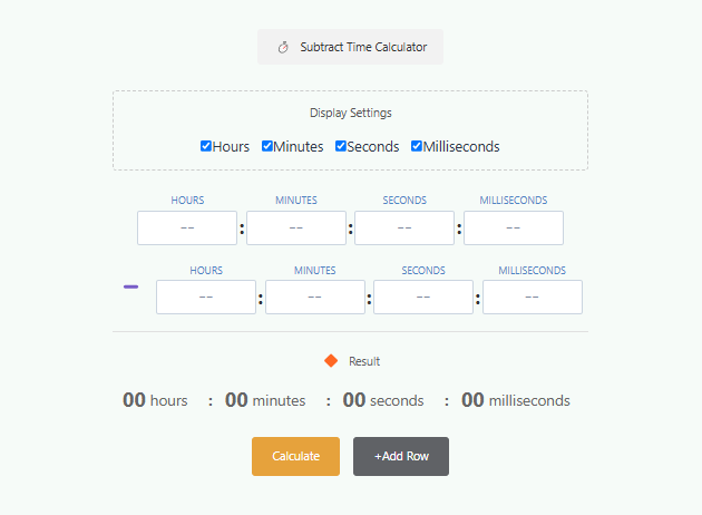 Subtract Time Calculator